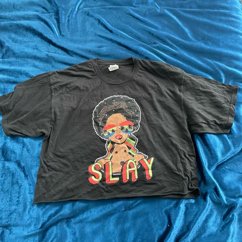 black shirt with black woman